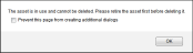 Asset Is in Use prompt